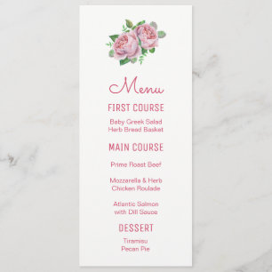 Purple Rose Watercolor Flower Menus