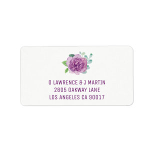 Purple Rose Watercolor Label