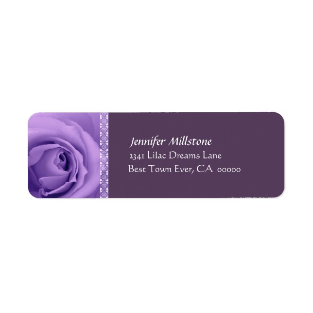 PURPLE Rose Wedding Address Label (Front)