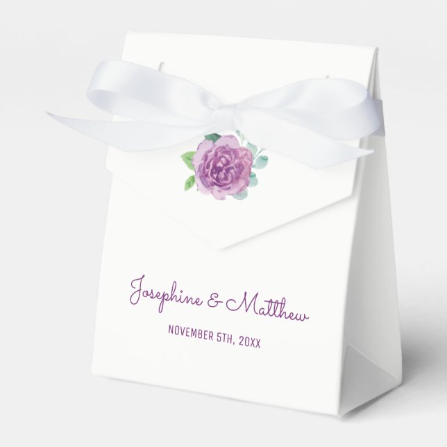 Purple Rose Wedding Favour Box (Front Side)