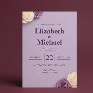 Purple Rose Wedding Invitation