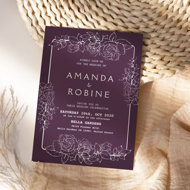 Purple Rose Wedding Invitation (Creator Uploaded)