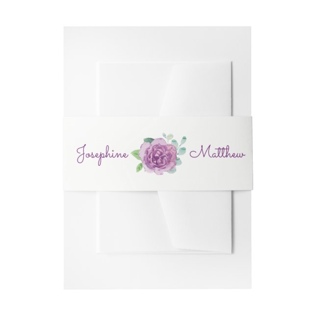 Purple Rose Wedding Invitation Belly Bands Invitation Belly Band (Front Example)