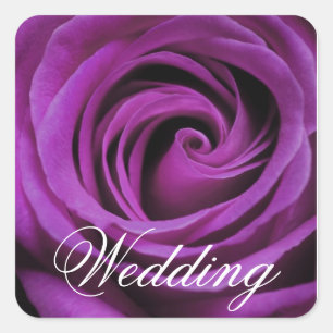 Purple Rose Wedding Square Sticker