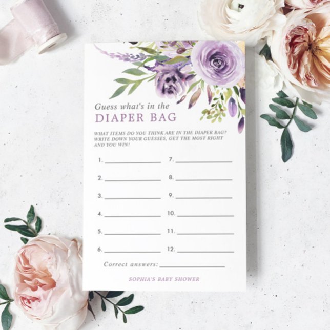 Purple Rose What Is In The Diaper Bag Shower Game (Creator Uploaded)