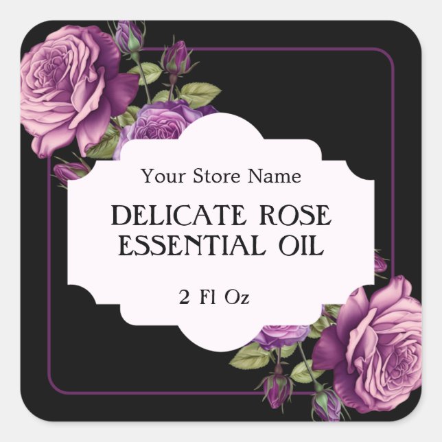 Purple Rose Witchcraft Sticker Label (Front)
