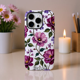 Purple Roses and Blossoms Wallpaper iPhone 16 Pro Case