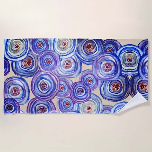 Purple Roses Asbtaract  Beach Towel (Front)