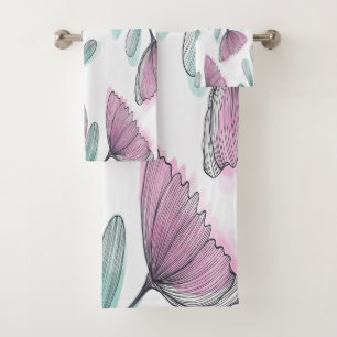 Purple roses bath towel set