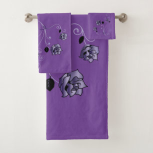 Purple Roses Bath Towel Set