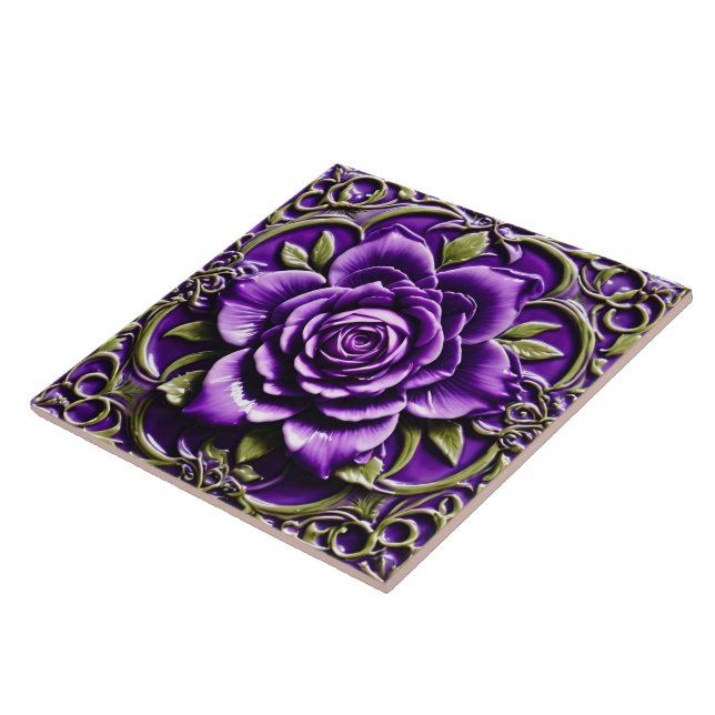 Purple Roses Beautiful Popular Collection Tile (Side)