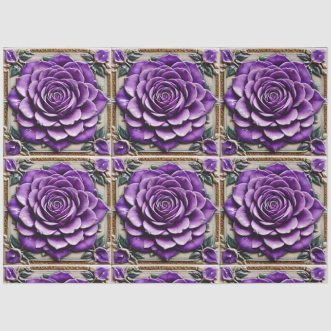 Purple Roses Beautiful Trendy Collection Tissue Paper (Front)