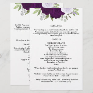 Purple Roses Bi-Fold Wedding Program Extra Page