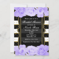Purple Roses Black Stripes & Gold Bridal Shower