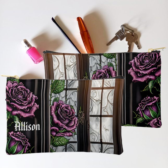 Purple roses by the window - gothic style accessory pouch (Creator Uploaded)