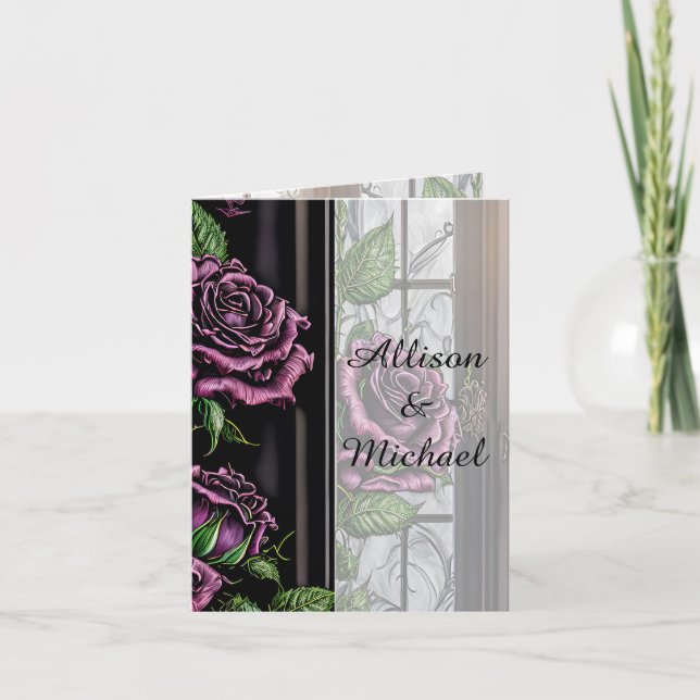 Purple roses by the window - gothic style invitation (Front)