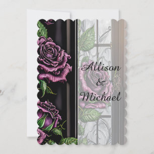 Purple roses by the window - gothic style invitation