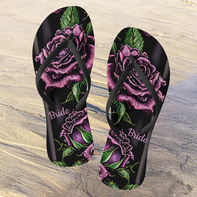 Purple roses by the window - gothic style jandals (Creator Uploaded)