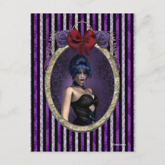 Purple Roses Cameo Goth Steampunk Pinup Postcard