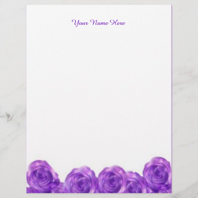 Purple Roses Custom Letterhead (Front)