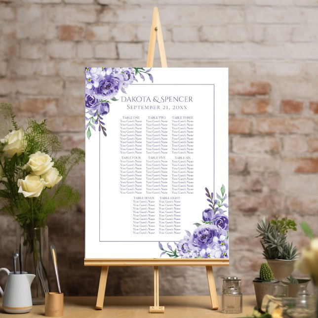 Purple Roses | Elegant Floral 10 Top Seating Chart (Creator Uploaded)