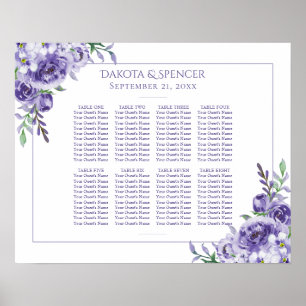 Purple Roses Elegant Floral 10 Top Seating Chart