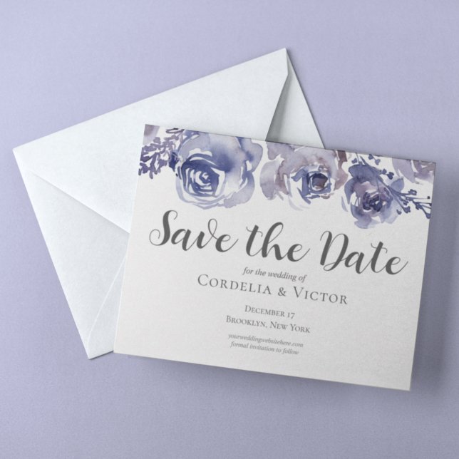 Purple Roses Elegant Floral Winter Evening Save The Date (Creator Uploaded)