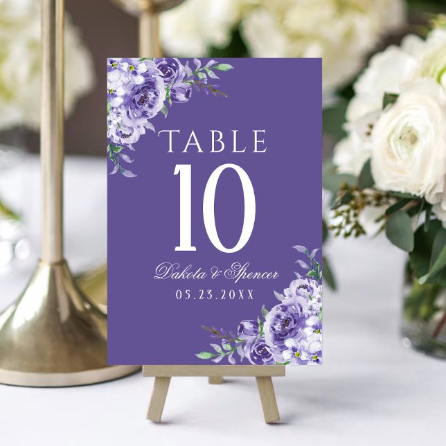 Purple Roses | Elegant Watercolor Floral Boho Table Number (Creator Uploaded)