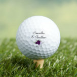 Purple Roses Elegant Wedding Couple's Names Golf Balls<br><div class="desc">These golf balls are a wonderful gift for couples or for one partner to give to another. The design features a cluster of hand painted watercolor roses in shades of purple, lavender, and plum, along with the names of the couple and wedding date written in elegant script lettering. Thoughtful and...</div>