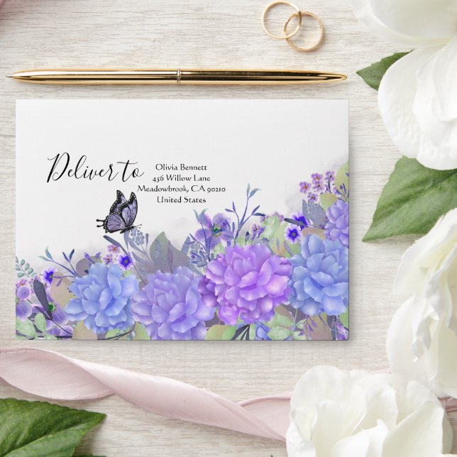 Purple roses Envelope (Wedding)
