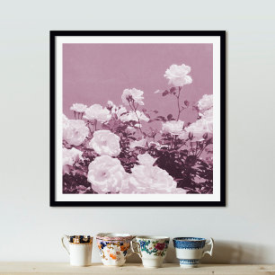 Purple Roses Floral Garden Photo Art Print Poster