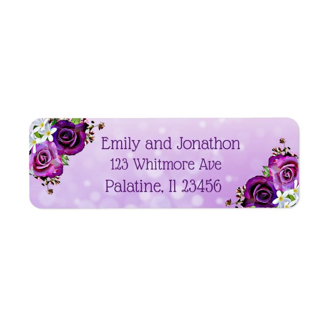 Purple Roses Floral Return Address Label (Front)