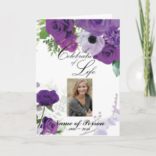 Purple Roses Funeral Program Programme