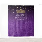 Purple Roses Gold Black Photo Backdrop Tapestries