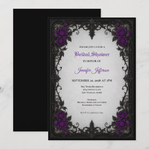 Purple Roses Gothic Bridal Shower invitation