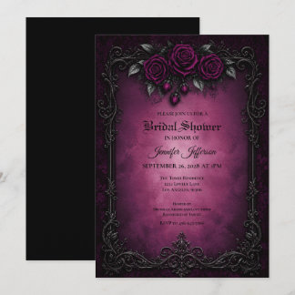 Purple Roses Gothic Bridal Shower invitation