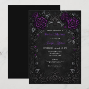 Purple Roses Gothic Bridal Shower invitation