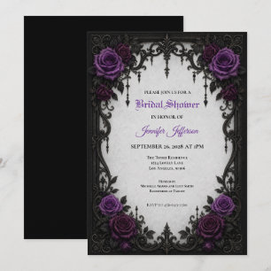 Purple Roses Gothic Bridal Shower invitation