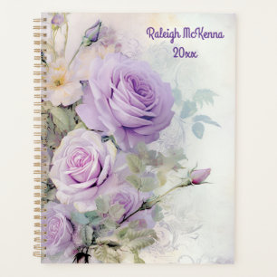 Purple Roses Junk Journal Illustration Classic Planner