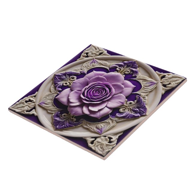 Purple Roses Modern Beautiful Collection Ceramic Tile (Side)