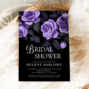 Purple Roses Moody Dark Gothic Bridal Shower Invitation