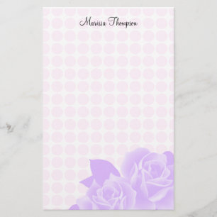 Purple Roses Pink Dots Personal Stationery