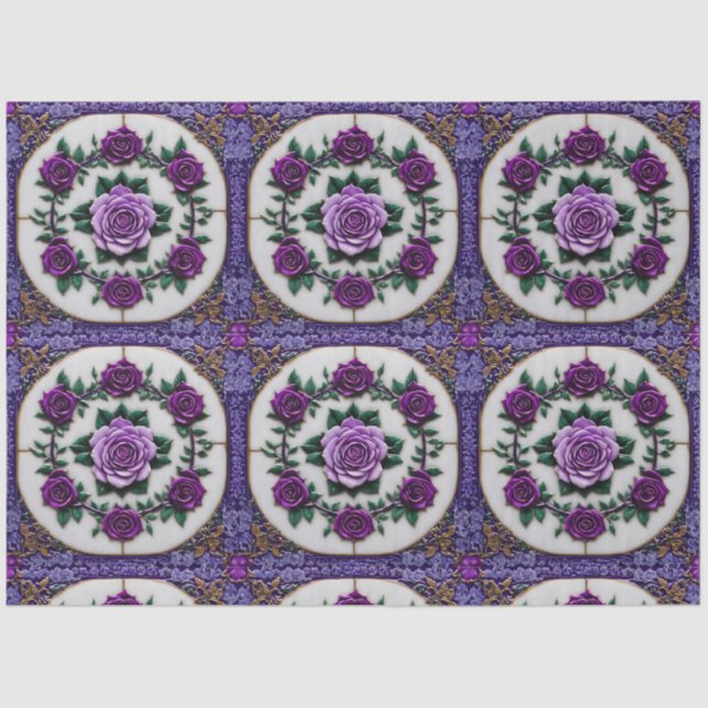 Purple Roses Popular Beautiful Collection Tissue Paper (Front)