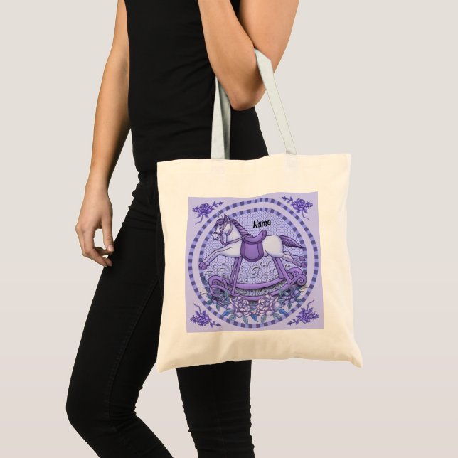 Purple Roses Rocking Horse  Tote Bag (Front (Product))