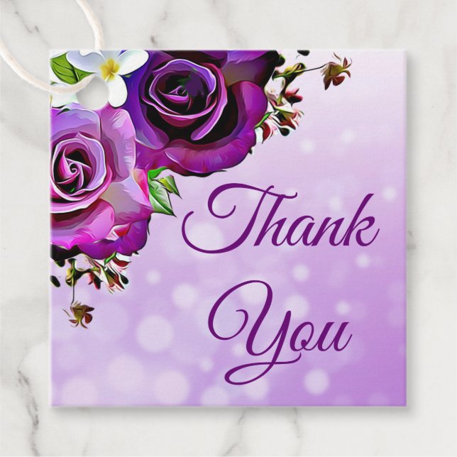 Purple Roses Thank You Favour Tags (Front)