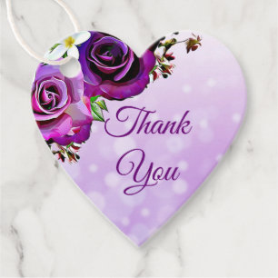 Purple Roses Thank You Favour Tags