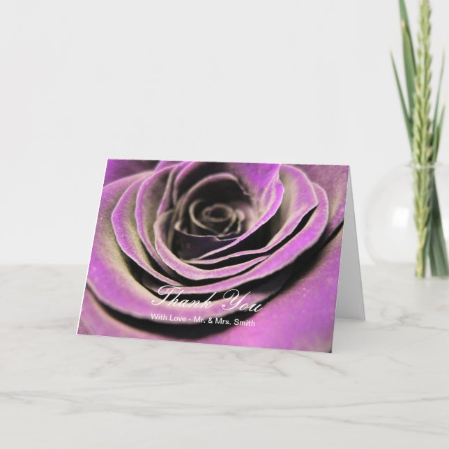 Purple Roses Thank You Note Card (Front)
