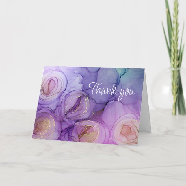 Purple Roses Thank You Notecard (Front)