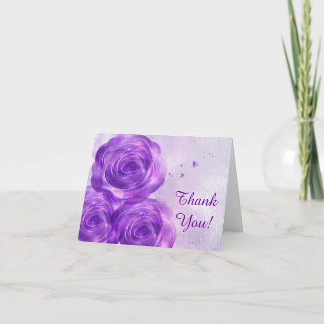 Purple Roses Thank You Notecard (Front)