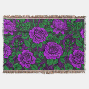 Purple roses throw blanket